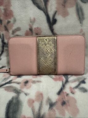 kate spade Blush Pink Wallet with Metallic Gold Accent